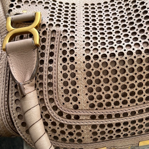 Chloe Marcie Perforated Crossbody Satchel in Tan - Picture 16 of 16